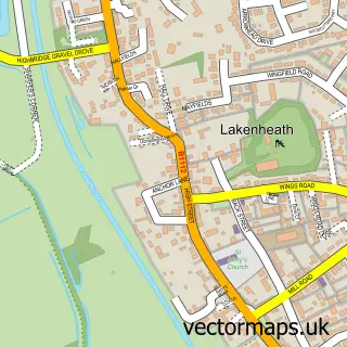 Street map sample of Lakenheath, Suffolk