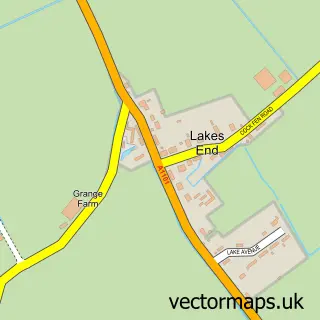 Street map sample of Lakes End, Norfolk