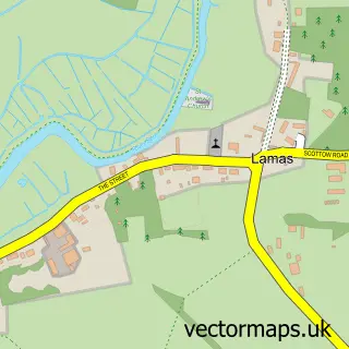 Street map sample of Lamas, Norfolk