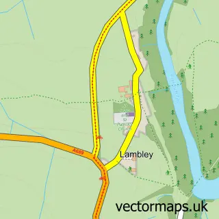 Street map sample of Lambley, Northumberland