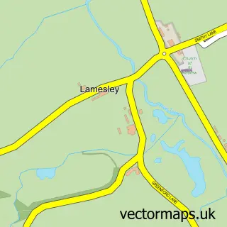 Street map sample of Lamesley, Tyne & Wear