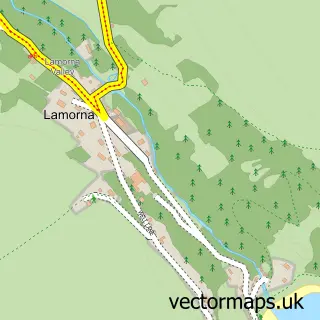 Street map sample of Lamorna, Cornwall