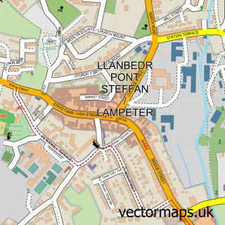 Street map sample of Lampeter, Dyfed