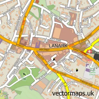 Street map sample of Lanark, Lanarkshire