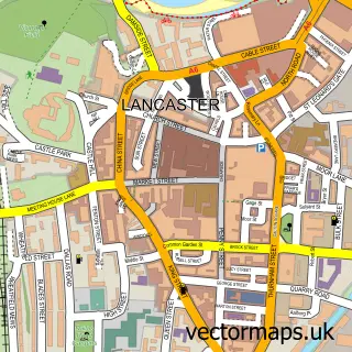Street map sample of Lancaster, Lancashire