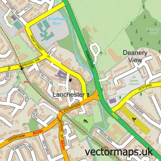 Street map sample of Lanchester, Durham