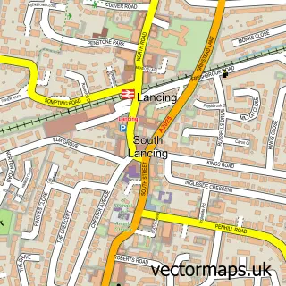 Street map sample of Lancing, West Sussex