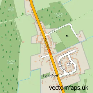 Street map sample of Landford, Wiltshire