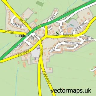 Street map sample of Landrake, Cornwall