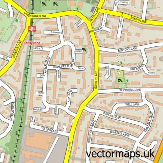 Street map sample of Landywood, Staffordshire