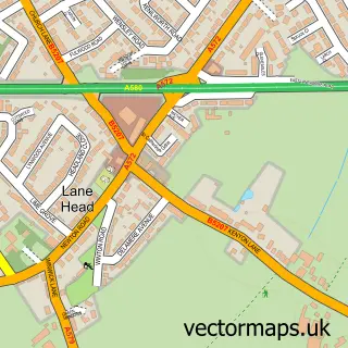 Street map sample of Lane Head, Greater Manchester