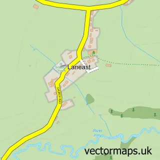 Street map sample of Laneast, Cornwall