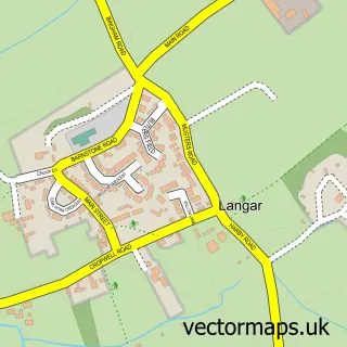 Street map sample of Langar, Nottinghamshire