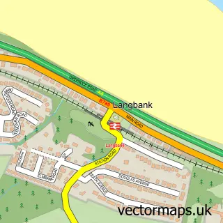 Street map sample of Langbank, Renfrewshire