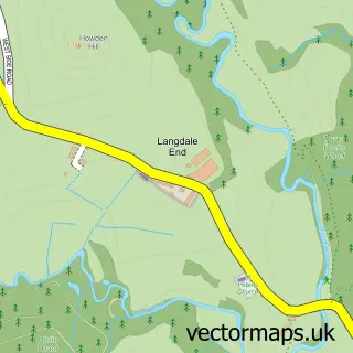 Street map sample of Langdale End, North Yorkshire