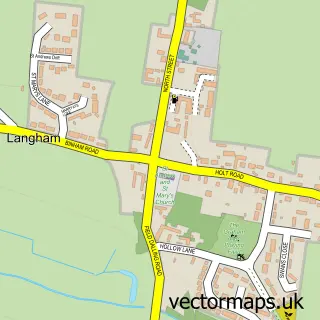 Street map sample of Langham, Norfolk
