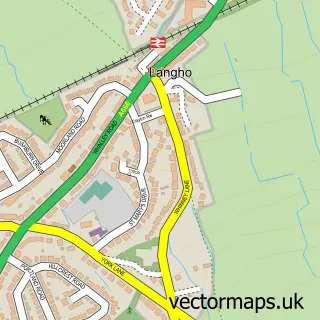 Street map sample of Langho, Lancashire