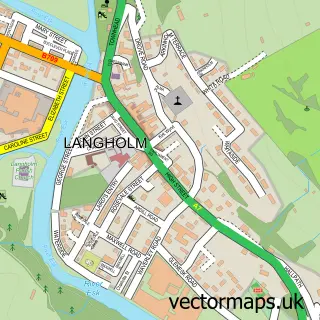 Street map sample of Langholm, Dumfries