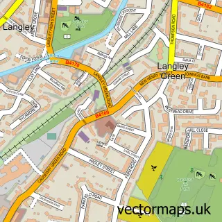 Street map sample of Langley Green, West Midlands