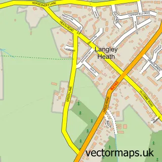 Street map sample of Langley Heath, Kent