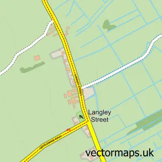 Street map sample of Langley Street, Norfolk