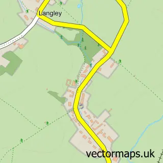 Street map sample of Langley, Warwickshire