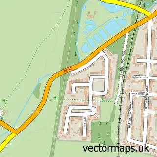 Street map sample of Langwith, Derbyshire