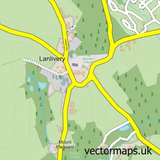 Street map sample of Lanlivery, Cornwall