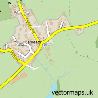Street map sample of Lanreath, Cornwall
