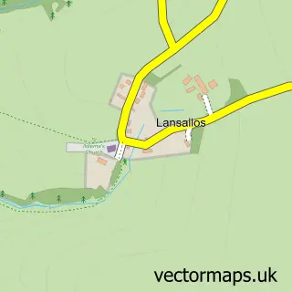 Street map sample of Lansallos, Cornwall