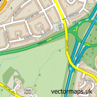Street map sample of Lapal, West Midlands