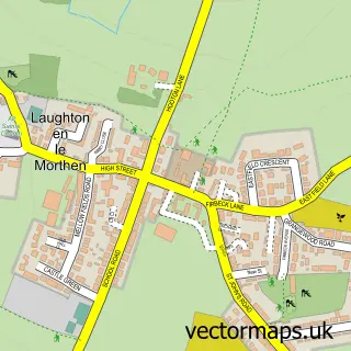 Street map sample of Laughton-en-le-Morthen, South Yorkshire