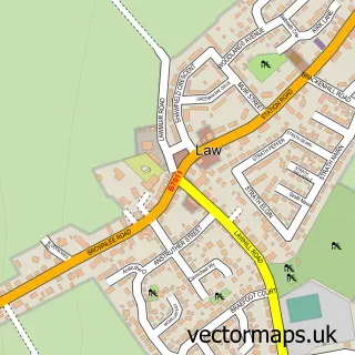 Street map sample of Law, Lanarkshire