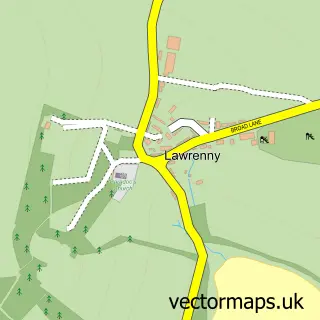 Street map sample of Lawrenny, Dyfed