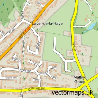 Street map sample of Layer-de-la-Haye, Essex