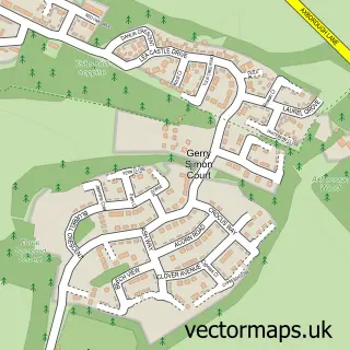 Street map sample of Lea Castle, Worcestershire