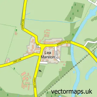 Street map sample of Lea Marston, Warwickshire