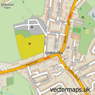 Street map sample of Leabrooks, Derbyshire