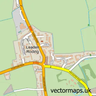 Street map sample of Leaden Roding, Essex