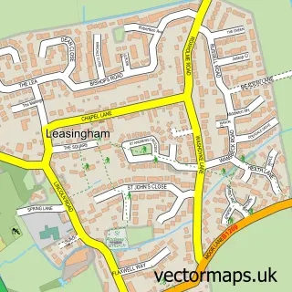 Street map sample of Leasingham, Lincolnshire