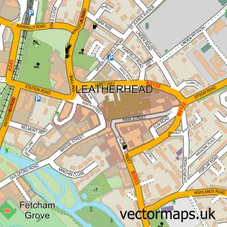 Street map sample of Leatherhead, Surrey