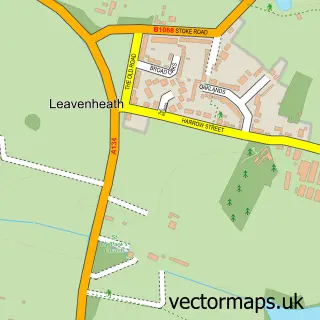 Street map sample of Leavenheath, Suffolk