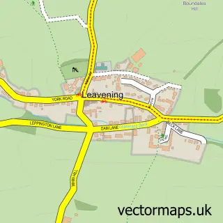Street map sample of Leavening, North Yorkshire
