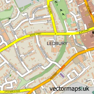Street map sample of Ledbury, Herefordshire