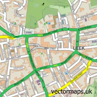 Street map sample of Leek, Staffordshire