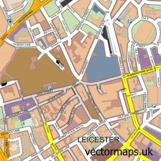 Street map sample of Leicester, Leicestershire