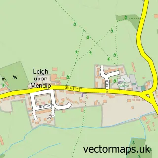 Street map sample of Leigh upon Mendip, Somerset