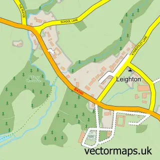 Street map sample of Leighton, Shropshire