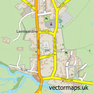 Street map sample of Leintwardine, Herefordshire