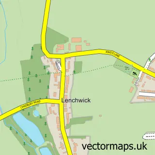Street map sample of Lenchwick, Worcestershire